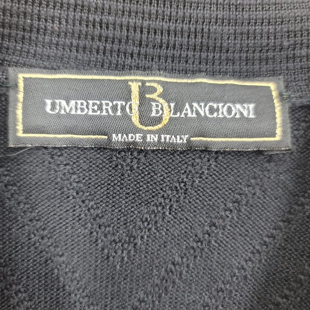 UMBERTO BLANCIONI Mens 1/4 Button Front Pullover Sweater Black Size Large - Picture 5 of 5